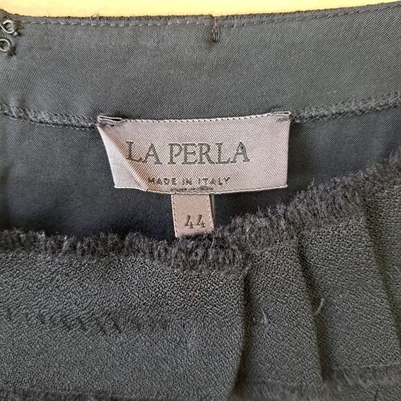 LA PERLA Black Wool Crepe Sheath Dress Size 44 / 8 Tailored Classic 3/4 Sleeve - Picture 6 of 12